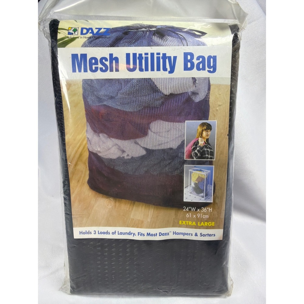 Dazz Mesh Utility Bag Laundry‎ Hamper Liner XL 24x36 Black Heavy Duty Drawstring
